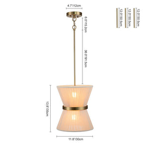 LightFixturesUSA - (OpenBox) Boho 2 - Tier Woven Thread Tapered Drum Pendant Light - Chandelier - Black - Large - 