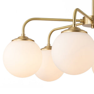 LightFixturesUSA - (OpenBox) Brass 6 - Light Milky White Globe Round Chandelier - Chandelier - 6 - Lt - Brass