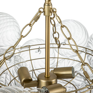 LightFixturesUSA - (OpenBox) Brass Cluster Ribbed Glass Globe Bubble Chandelier - Chandelier - 3 - Lt - Black