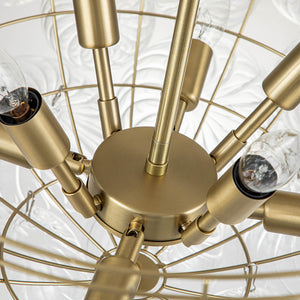 LightFixturesUSA - (OpenBox) Brass Cluster Ribbed Glass Globe Bubble Chandelier - Chandelier - 3 - Lt - Black