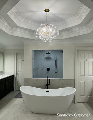 LightFixturesUSA - (OpenBox) Brass Cluster Ribbed Glass Globe Bubble Chandelier - Chandelier - 3 - Lt - Brass