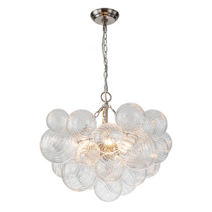LightFixturesUSA - (OpenBox) Brass Cluster Ribbed Glass Globe Bubble Chandelier - Chandelier - 3 - Lt - Nickel