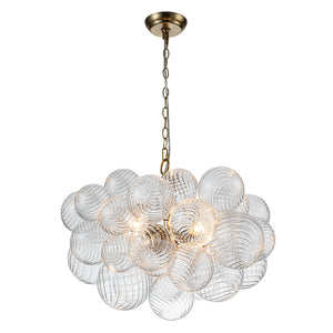 LightFixturesUSA - (OpenBox) Brass Cluster Ribbed Glass Globe Bubble Chandelier - Chandelier - 8 - Lt - Nickel