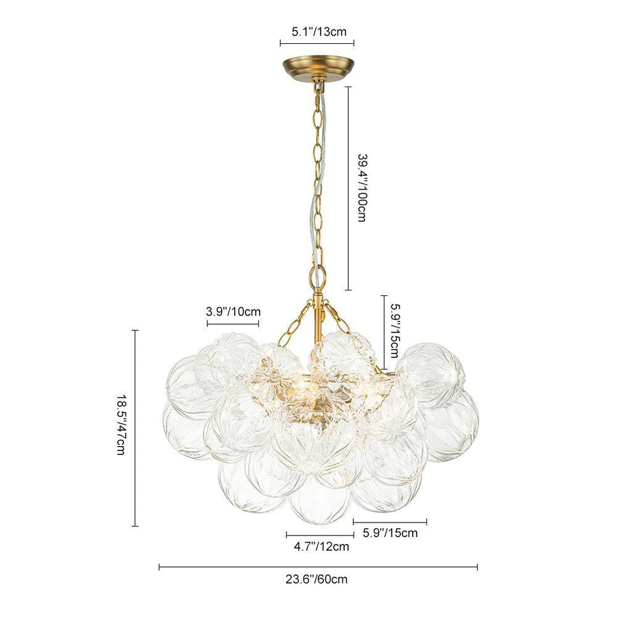 LightFixturesUSA - (OpenBox) Brass Cluster Sculpture Texture Glass Globe Bubble Chandelier - Chandelier - Brass - 8 - Lt