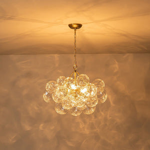 LightFixturesUSA - (OpenBox) Brass Cluster Sculpture Texture Glass Globe Bubble Chandelier - Chandelier - Brass - 8 - Lt