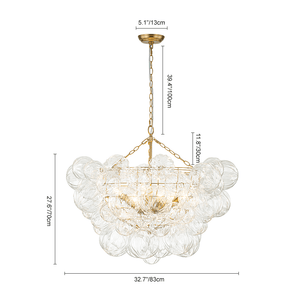 LightFixturesUSA - (OpenBox) Brass Cluster Sculpture Texture Glass Globe Bubble Chandelier - Chandelier - Brass - 8 - Lt