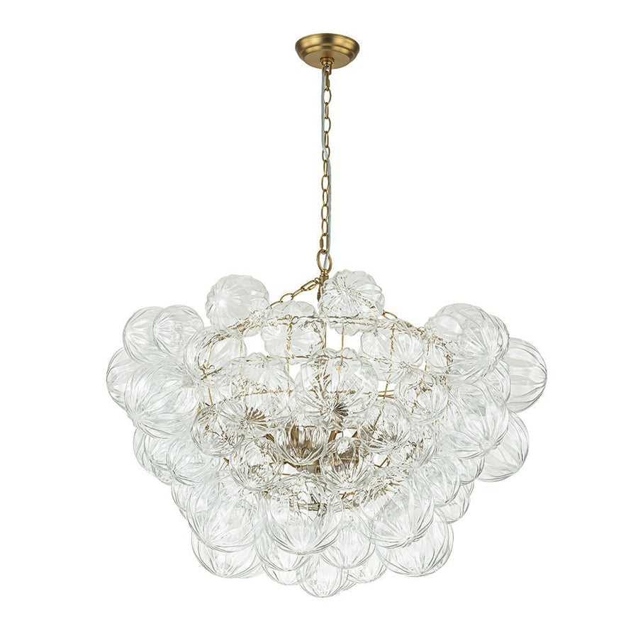 LightFixturesUSA - (OpenBox) Brass Cluster Sculpture Texture Glass Globe Bubble Chandelier - Chandelier - Brass - 8 - Lt