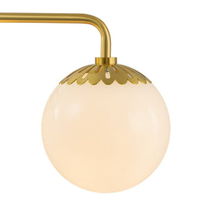 LightFixturesUSA - (OpenBox) Brass Daisy 3 - Light Opal Glass Globe Vanity Light - Wall Sconce - Brass - 
