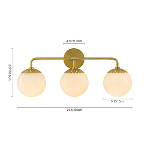 LightFixturesUSA - (OpenBox) Brass Daisy 3 - Light Opal Glass Globe Vanity Light - Wall Sconce - Brass - 
