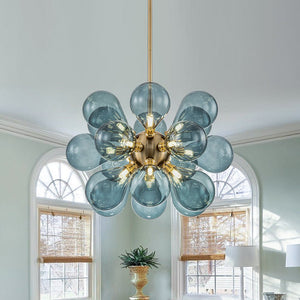 LightFixturesUSA - (OpenBox) Cluster Blue Glass Bubble Chandelier - Chandelier - 