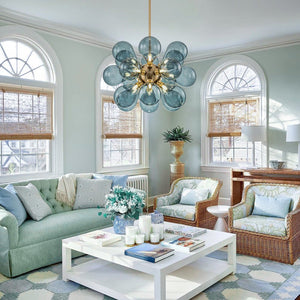 LightFixturesUSA - (OpenBox) Cluster Blue Glass Bubble Chandelier - Chandelier - 