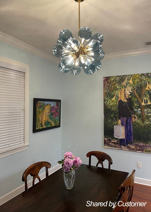 LightFixturesUSA - (OpenBox) Cluster Blue Glass Bubble Chandelier - Chandelier - 