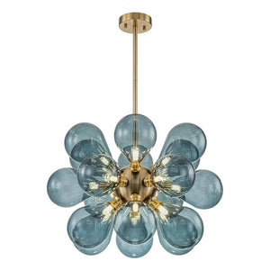 LightFixturesUSA - (OpenBox) Cluster Blue Glass Bubble Chandelier - Chandelier - 