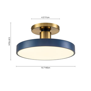 LightFixturesUSA - (OpenBox) Contemporary Brass Blue Round LED Semi Flush Lighting - Ceiling Light - 