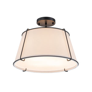 LightFixturesUSA - (OpenBox) Contemporary Wide Linen Drum Brass Semi Flush Mount - Ceiling Light - 4 - Lt - Black