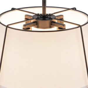 LightFixturesUSA - (OpenBox) Contemporary Wide Linen Drum Brass Semi Flush Mount - Ceiling Light - 4 - Lt - Black