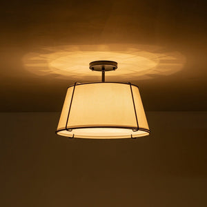 LightFixturesUSA - (OpenBox) Contemporary Wide Linen Drum Brass Semi Flush Mount - Ceiling Light - 4 - Lt - Black