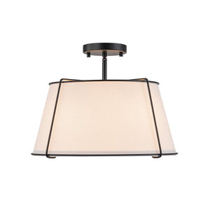LightFixturesUSA - (OpenBox) Contemporary Wide Linen Drum Brass Semi Flush Mount - Ceiling Light - 4 - Lt - Black