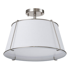 LightFixturesUSA - (OpenBox) Contemporary Wide Linen Drum Brass Semi Flush Mount - Ceiling Light - 4 - Lt - Brass