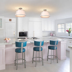 LightFixturesUSA - (OpenBox) Contemporary Wide Linen Drum Brass Semi Flush Mount - Ceiling Light - 4 - Lt - Brass