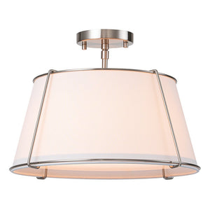 LightFixturesUSA - (OpenBox) Contemporary Wide Linen Drum Brass Semi Flush Mount - Ceiling Light - 4 - Lt - Brass