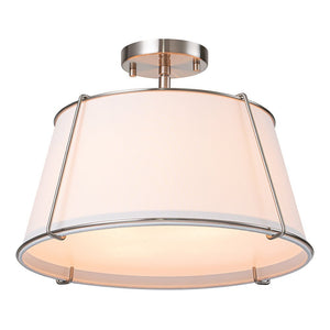 LightFixturesUSA - (OpenBox) Contemporary Wide Linen Drum Brass Semi Flush Mount - Ceiling Light - 4 - Lt - Brass