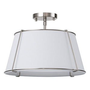 LightFixturesUSA - (OpenBox) Contemporary Wide Linen Drum Brass Semi Flush Mount - Ceiling Light - 4 - Lt - Brass