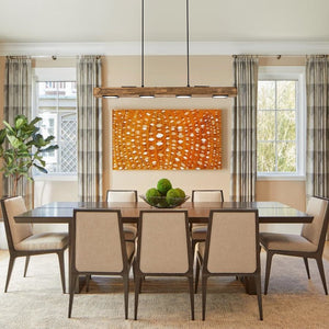 LightFixturesUSA - (OpenBox) Dimmable LED Linear Oak Wood Kitchen Island Pendant - Chandelier - 6 - Lt - 