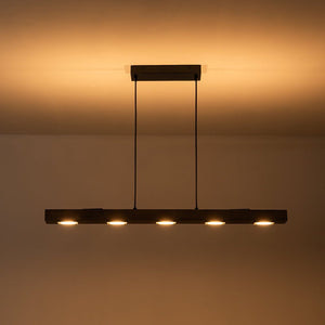 LightFixturesUSA - (OpenBox) Dimmable LED Linear Oak Wood Kitchen Island Pendant - Chandelier - 7 - Lt - 