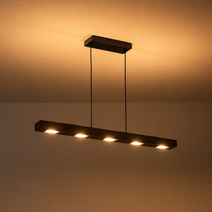 LightFixturesUSA - (OpenBox) Dimmable LED Linear Oak Wood Kitchen Island Pendant - Chandelier - 7 - Lt - 