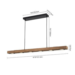 LightFixturesUSA - (OpenBox) Dimmable LED Linear Oak Wood Kitchen Island Pendant - Chandelier - 8 - Lt - 