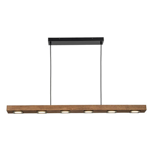 LightFixturesUSA - (OpenBox) Dimmable LED Linear Oak Wood Kitchen Island Pendant - Chandelier - 8 - Lt - 