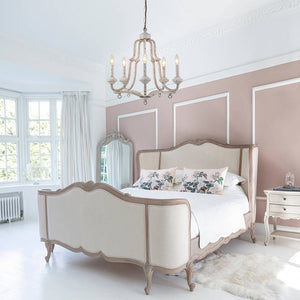 LightFixturesUSA - (OpenBox) Distressed White Shabby Chic Candle Style Chandelier - Chandelier - 