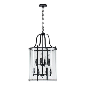 LightFixturesUSA - (OpenBox) Farmhouse Wide Clear Glass Cylinder Cage Pendant - Chandelier - Black - 