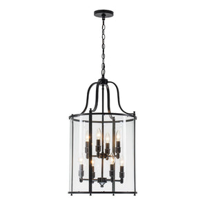 LightFixturesUSA - (OpenBox) Farmhouse Wide Clear Glass Cylinder Cage Pendant - Chandelier - Black - 