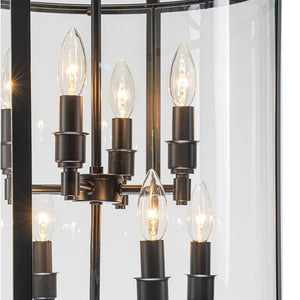 LightFixturesUSA - (OpenBox) Farmhouse Wide Clear Glass Cylinder Cage Pendant - Chandelier - Black - 