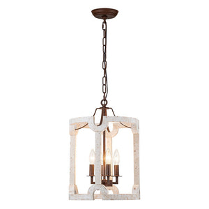 LightFixturesUSA - (OpenBox) Farmhouse Wood Cylinder Pendant Light - Chandelier - 
