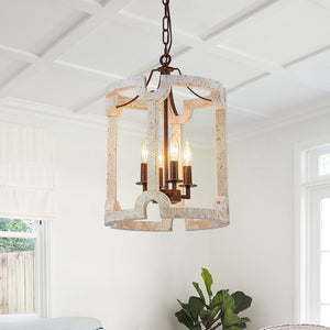 LightFixturesUSA - (OpenBox) Farmhouse Wood Cylinder Pendant Light - Chandelier - 