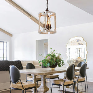 LightFixturesUSA - (OpenBox) Farmhouse Wood Cylinder Pendant Light - Chandelier - 