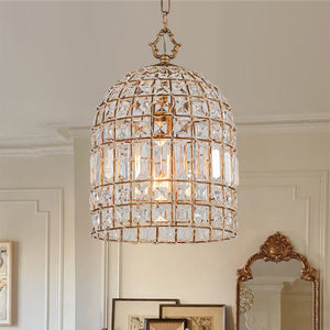 LightFixturesUSA - (OpenBox) French Antique Brass Crystal Cage Chandelier - Chandelier - S/1 - Lt - 
