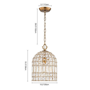 LightFixturesUSA - (OpenBox) French Antique Brass Crystal Cage Chandelier - Chandelier - S/1 - Lt - 