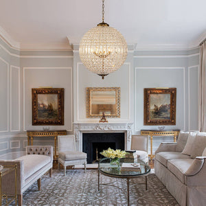 LightFixturesUSA - (OpenBox) French Antique Brass Crystal Globe Chandelier - Chandelier - L / 5 - Lt - 