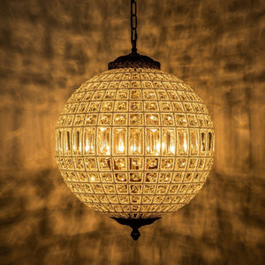 LightFixturesUSA - (OpenBox) French Antique Brass Crystal Globe Chandelier - Chandelier - S / 1 - Lt - 
