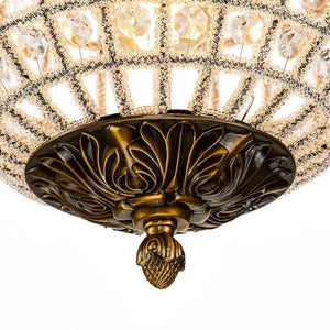 LightFixturesUSA - (OpenBox) French Antique Brass Crystal Globe Chandelier - Chandelier - S / 1 - Lt - 