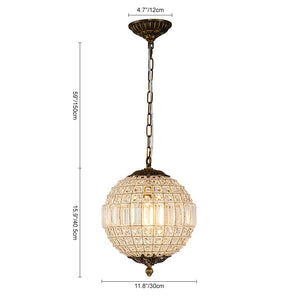 LightFixturesUSA - (OpenBox) French Antique Brass Crystal Globe Chandelier - Chandelier - S / 1 - Lt - 