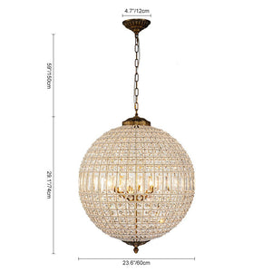 LightFixturesUSA - (OpenBox) French Antique Brass Crystal Globe Chandelier - Chandelier - S / 1 - Lt - 
