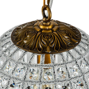 LightFixturesUSA - (OpenBox) French Antique Brass Crystal Globe Chandelier - Chandelier - S / 1 - Lt - 