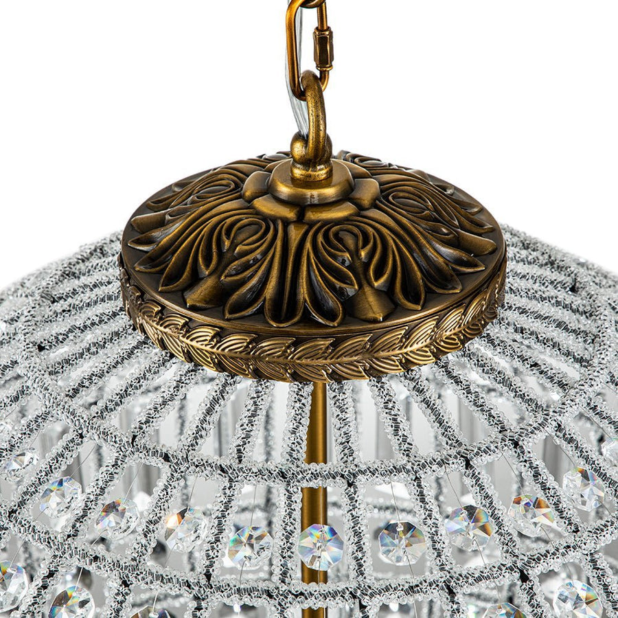 LightFixturesUSA - (OpenBox) French Antique Brass Crystal Globe Chandelier - Chandelier - S / 1 - Lt - 