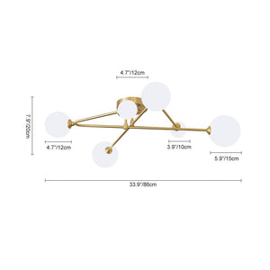 LightFixturesUSA - (OpenBox) Frosted Bubble Linear Sputnik Semi Flush Mount - Ceiling Light - 