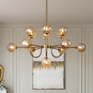 LightFixturesUSA - (OpenBox) Glam 13 - Light Sputnik Glass Globe Bubble Chandelier - Chandelier - Brass - 